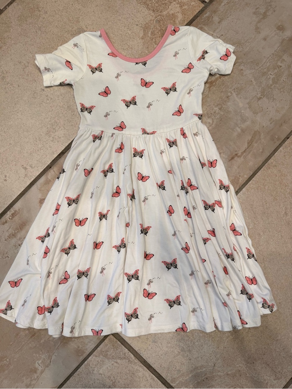 Kyte BABY White Dress with Pink Butterfly Print